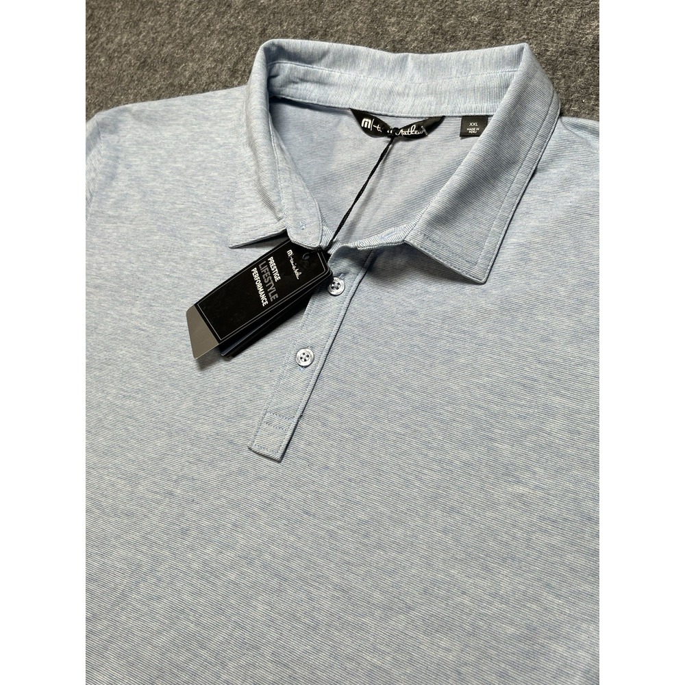 Travis Mathew Polo Men 2XL Blue Short‎ Sleeve Golf  Pima Cotton Polyester Blend